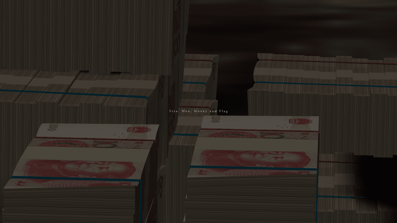 Men, Fire, Money and Flag